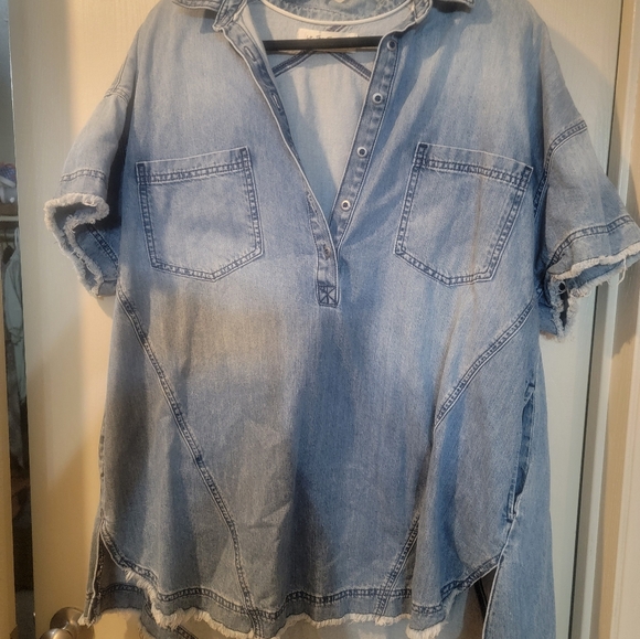 We The Free Denim Mini Dress or Top, Size L - Picture 1 of 4